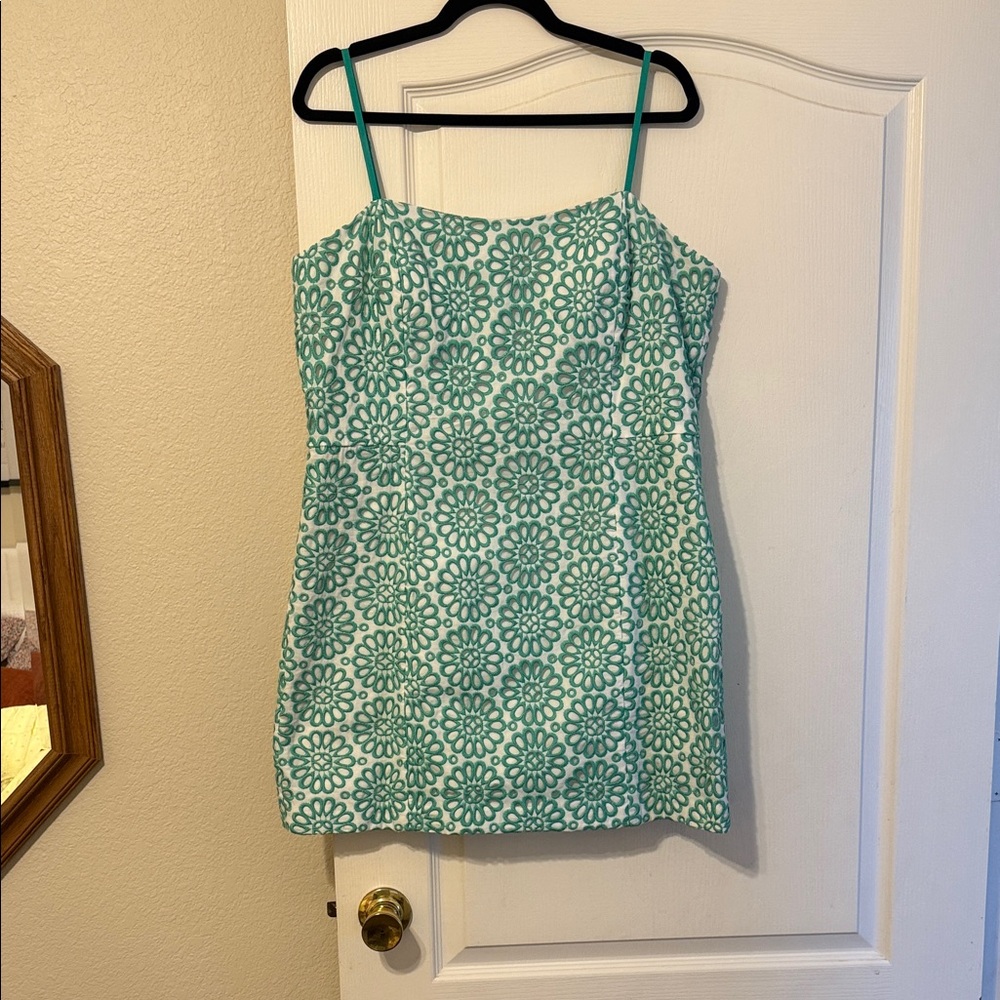 Lily P Floral Green and White Dress w/Shorts